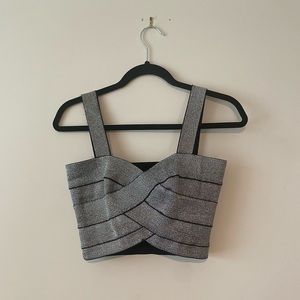 H&M Asymmetrical Shimmer Elastic Sleevless Crop Top - SZ 6